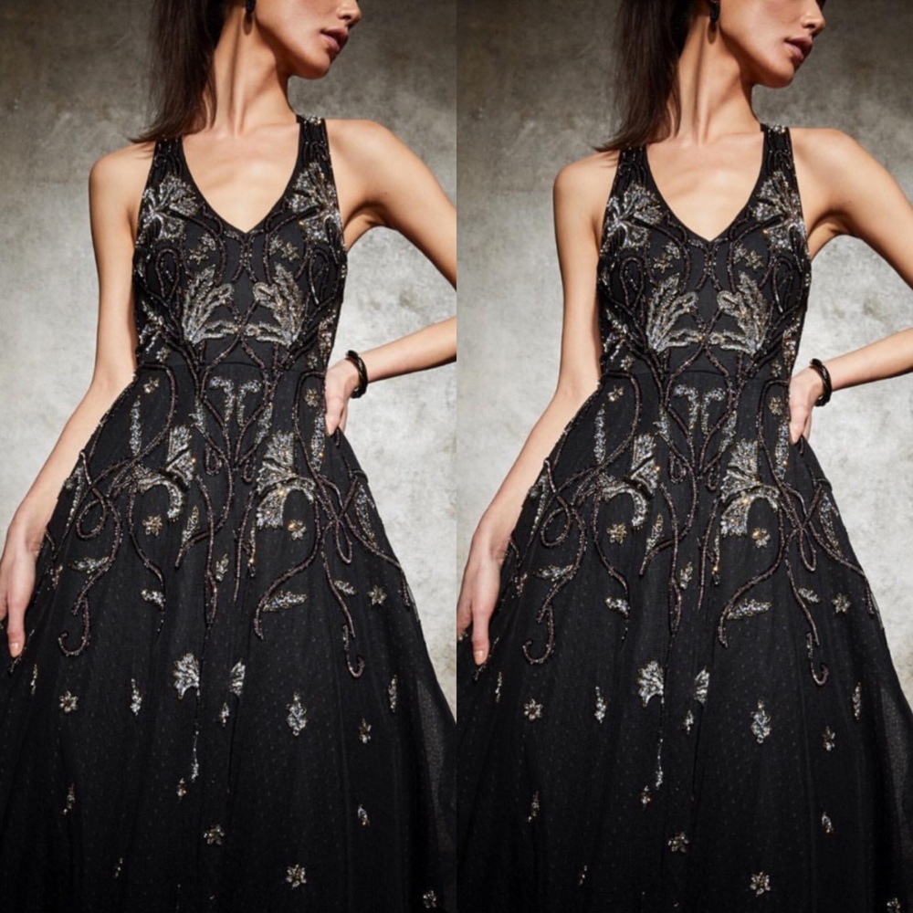 Aidan Mattox embellished midi V-neckline sleeveless dress - Picture 4 of 7